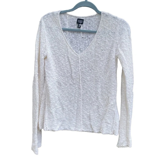 EILEEN FISHER LINEN V-NECK SWEATER - Picture 1 of 6